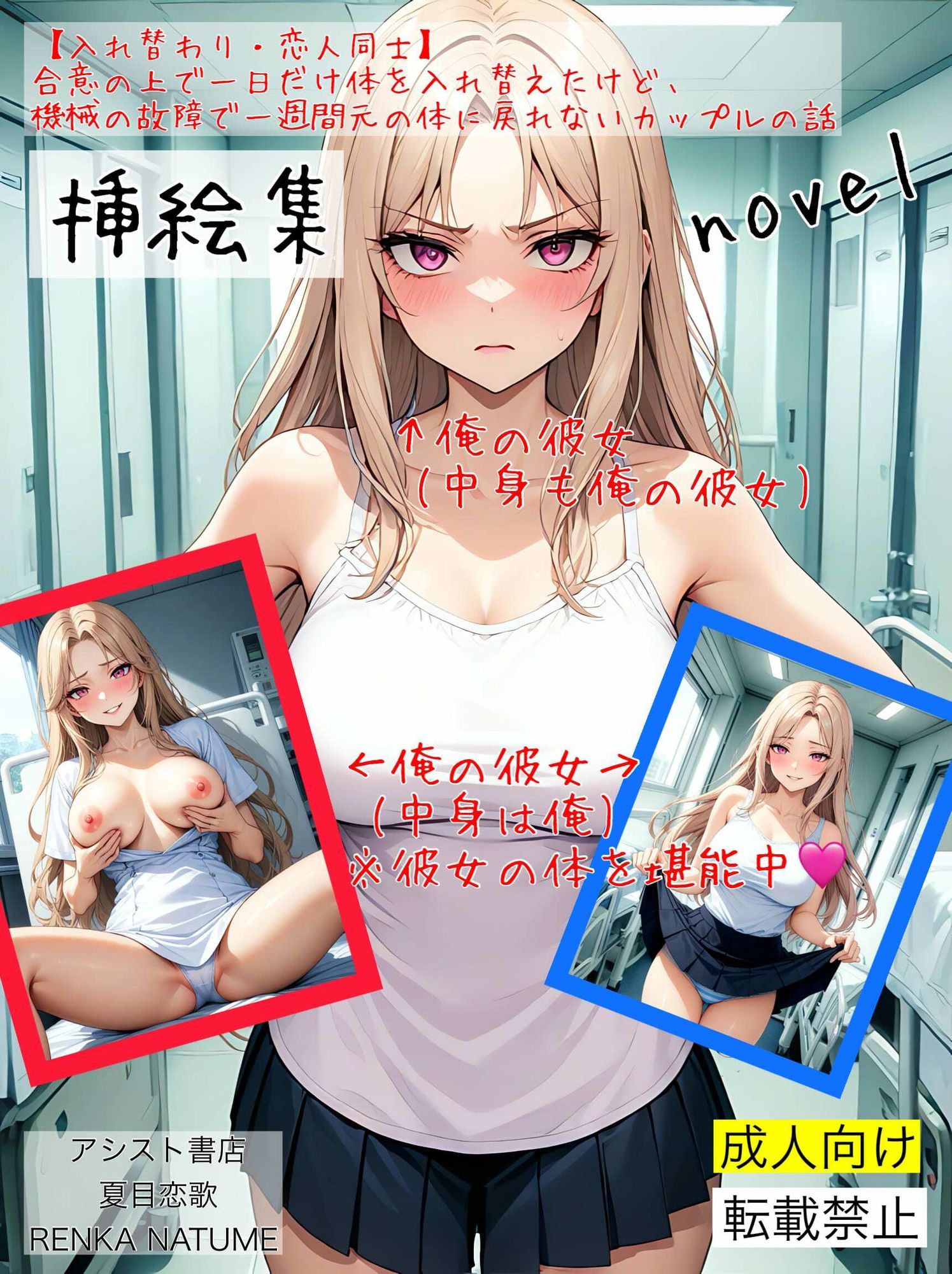 【d_640845】【入れ替わり・恋人同士】合意の上で一日だけ体を入れ替えたけど、機械の故障で一週間元の体に戻れないカップルの話