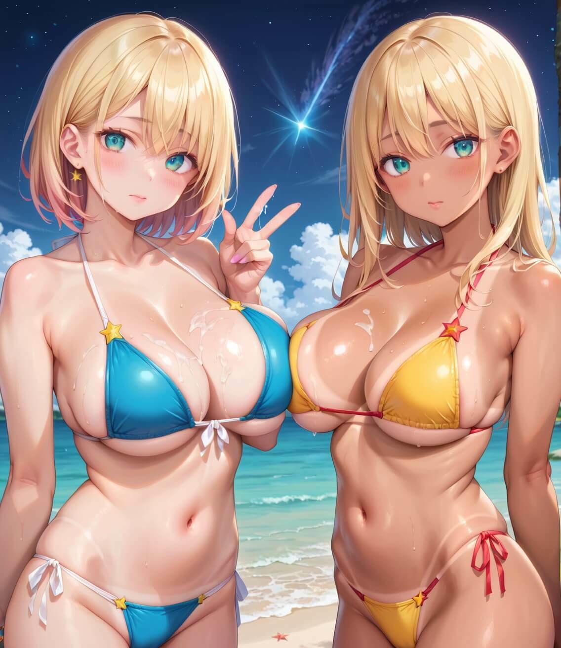 水着ギャルちょろい・夜の海で水着ギャルとチョロすぎ案件6★250枚