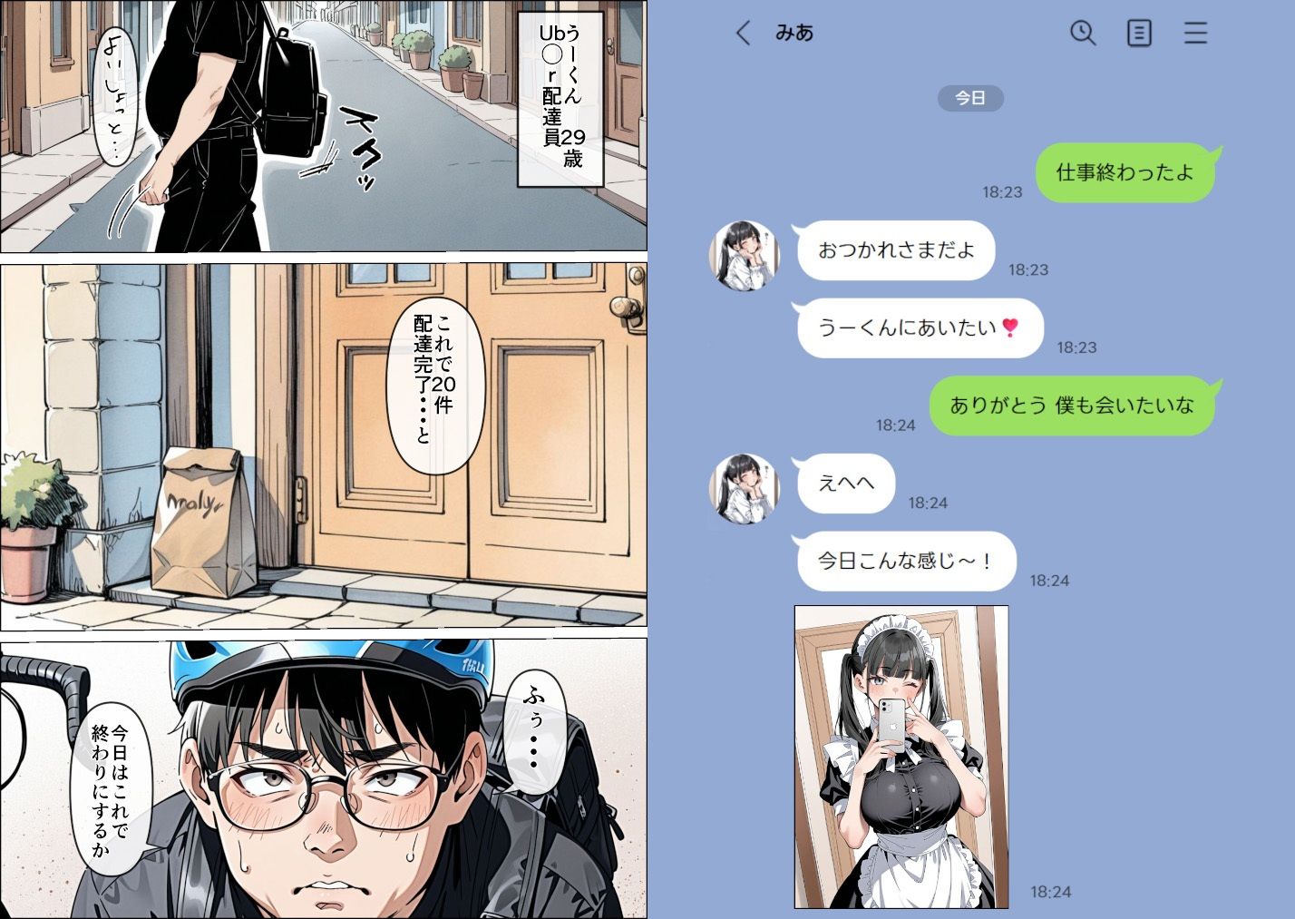 Ub●rの配達先で推しコンカフェ嬢が彼氏とヤってた話