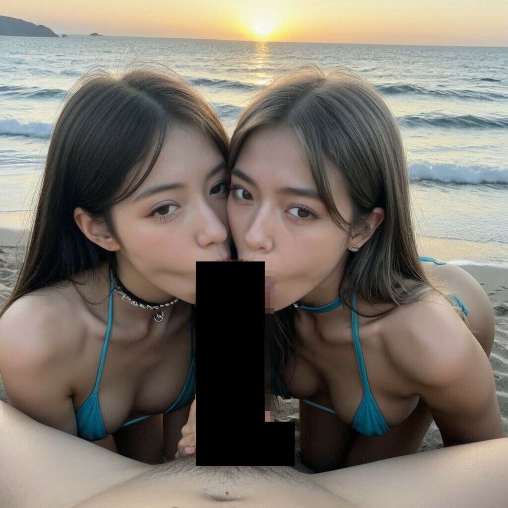 ビーチでWフェラ