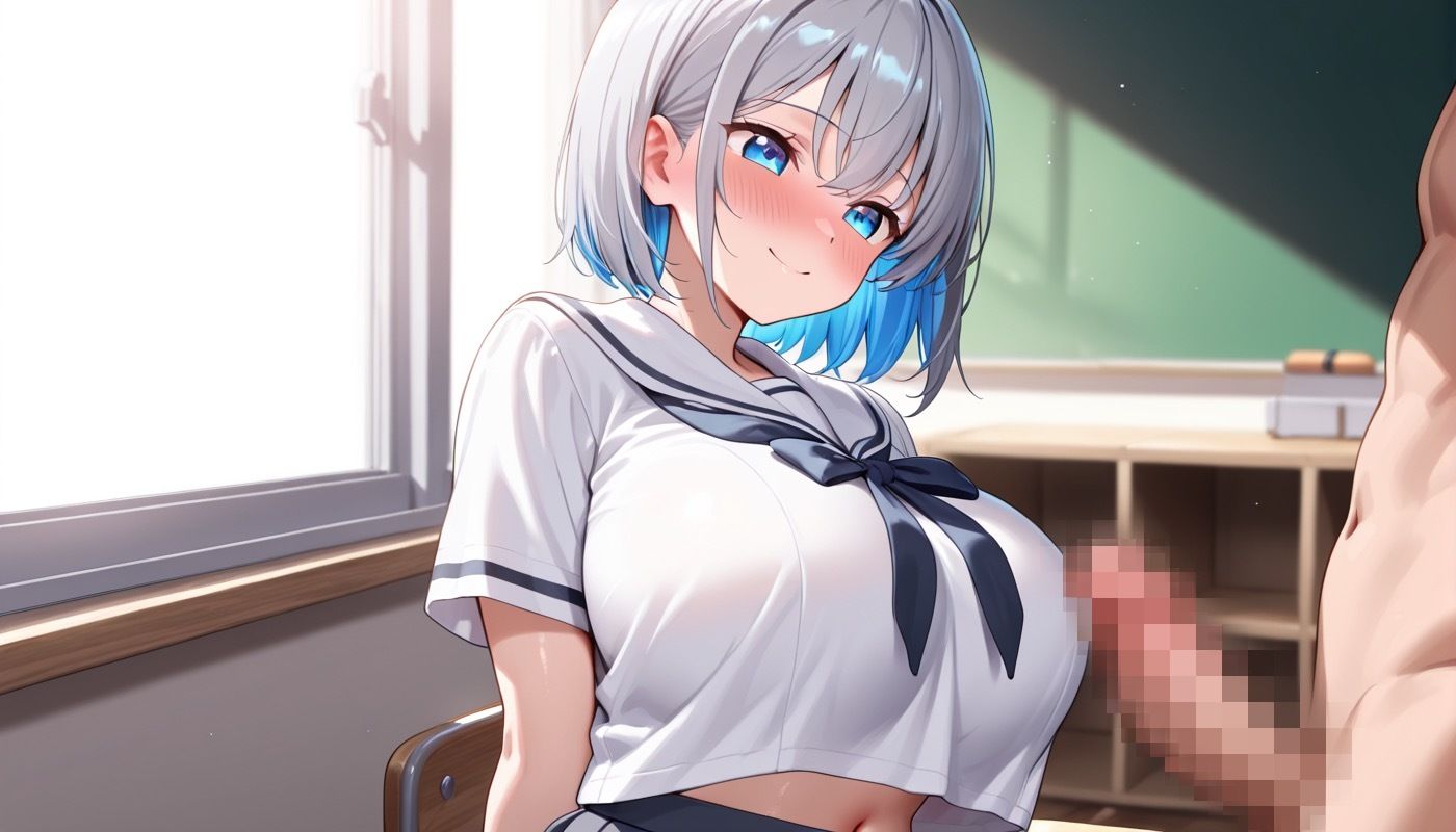 女子学生快楽中◯し性行為 〜白髮爆乳編〜