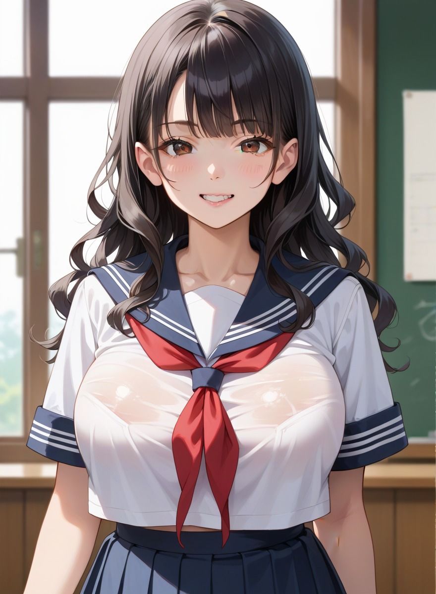清楚巨乳の女子校生に種付け性交