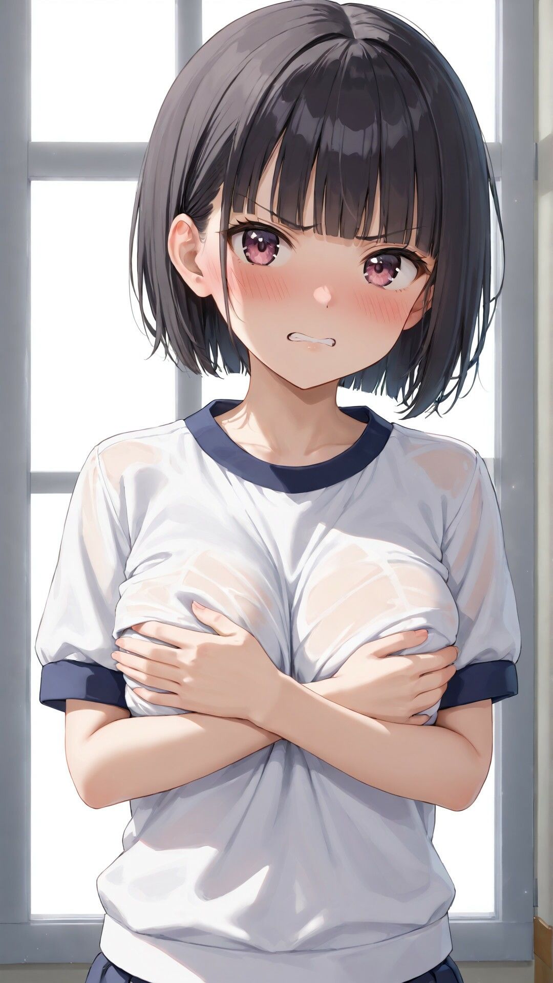 「嫌な顔されながらおっぱい見せてもらう」AIイラスト集 vol.2