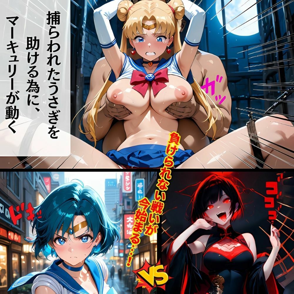 マーキュリーの敗北‥群がるおじさん達の餌食に‥沈むセーラー戦士
