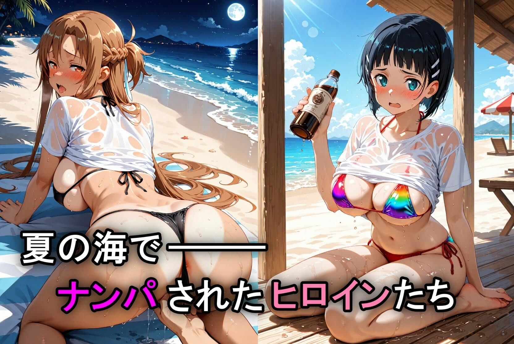 人気ヒロイン2人を海でナンパしてSEX漬けにした物語 【アス◯・桐ヶ◯直葉 編】