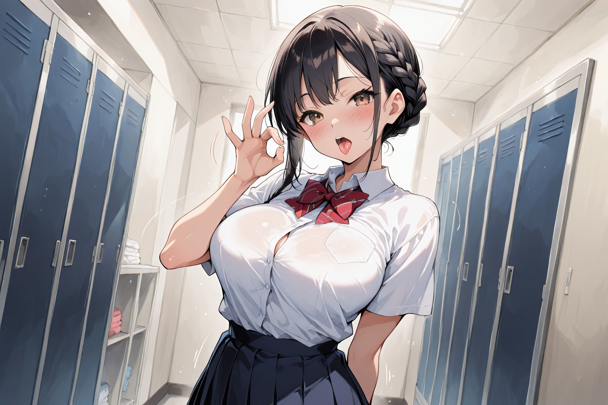 保健体育の実技試験を受験する女子校生