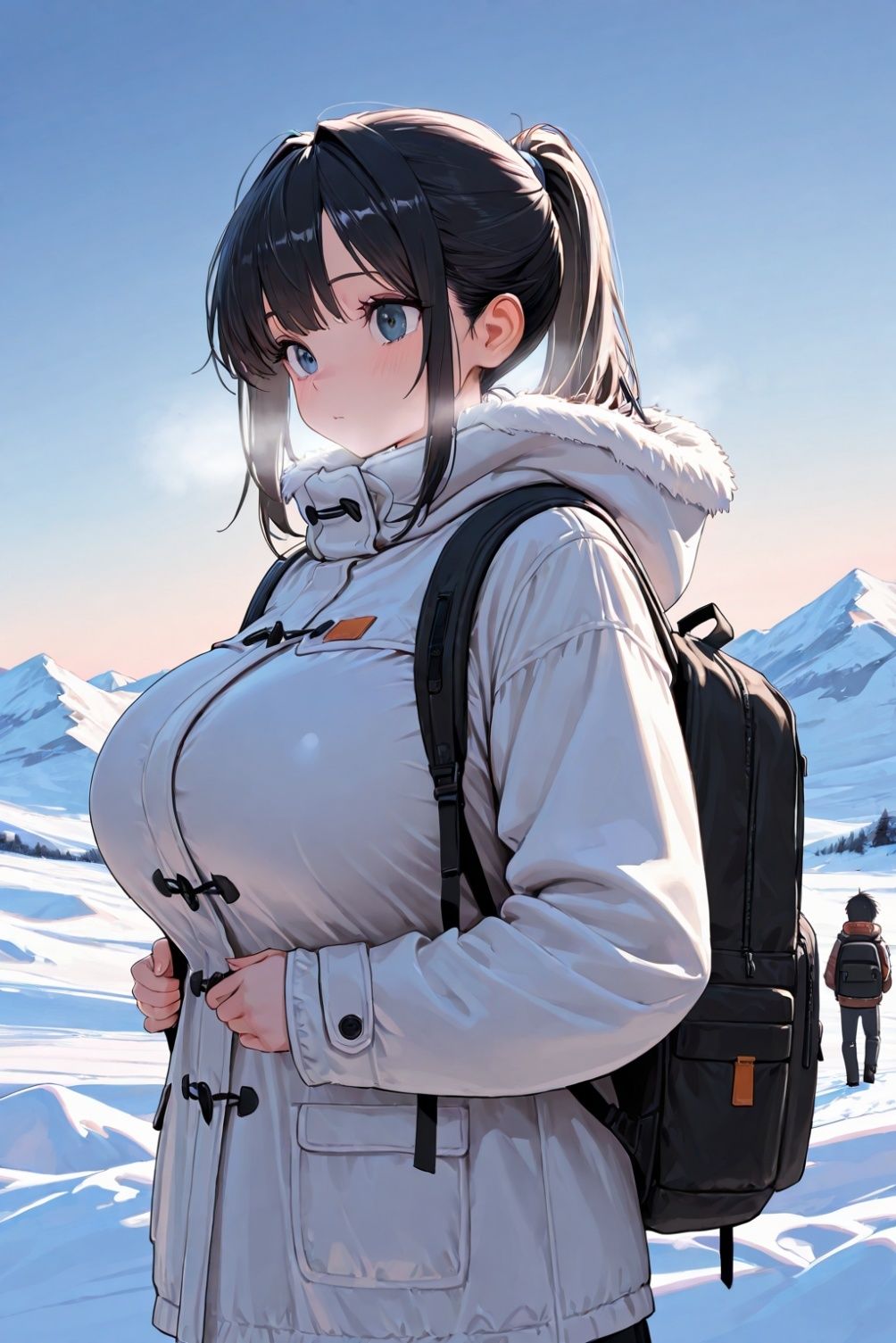 凍える雪山  肌を合せて温まろ