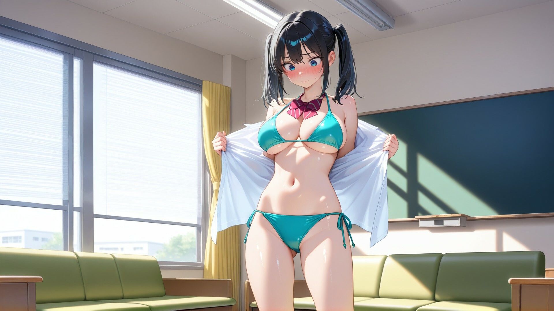 性春学園 えっちな黒髪ツインテール