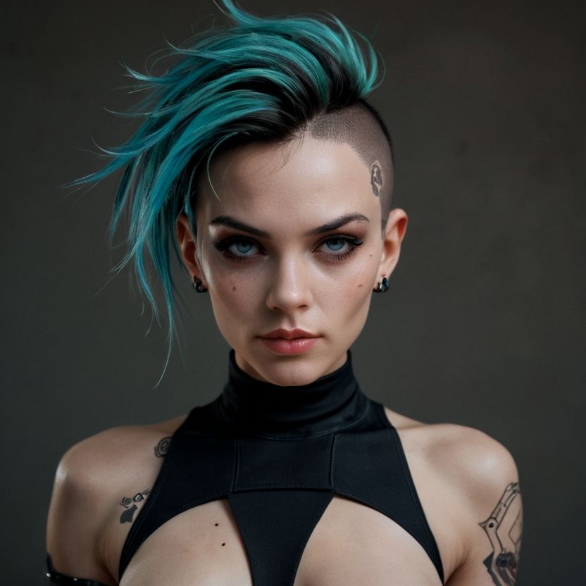 パンクでモヒカンの外国の美女（セリフなし  AI画像集）