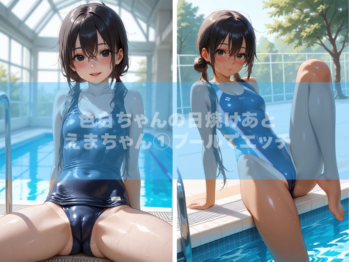 色白ちゃんの日焼けあと。えまちゃん 1プールでエッチ・すじまん・青姦・放尿