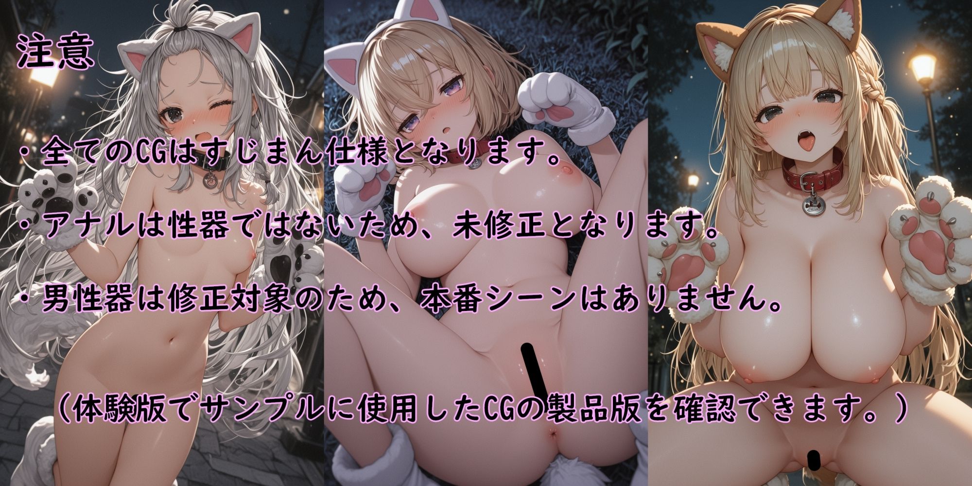 ペットなすじっ娘たちと夜のお散歩（陰毛なしver.）