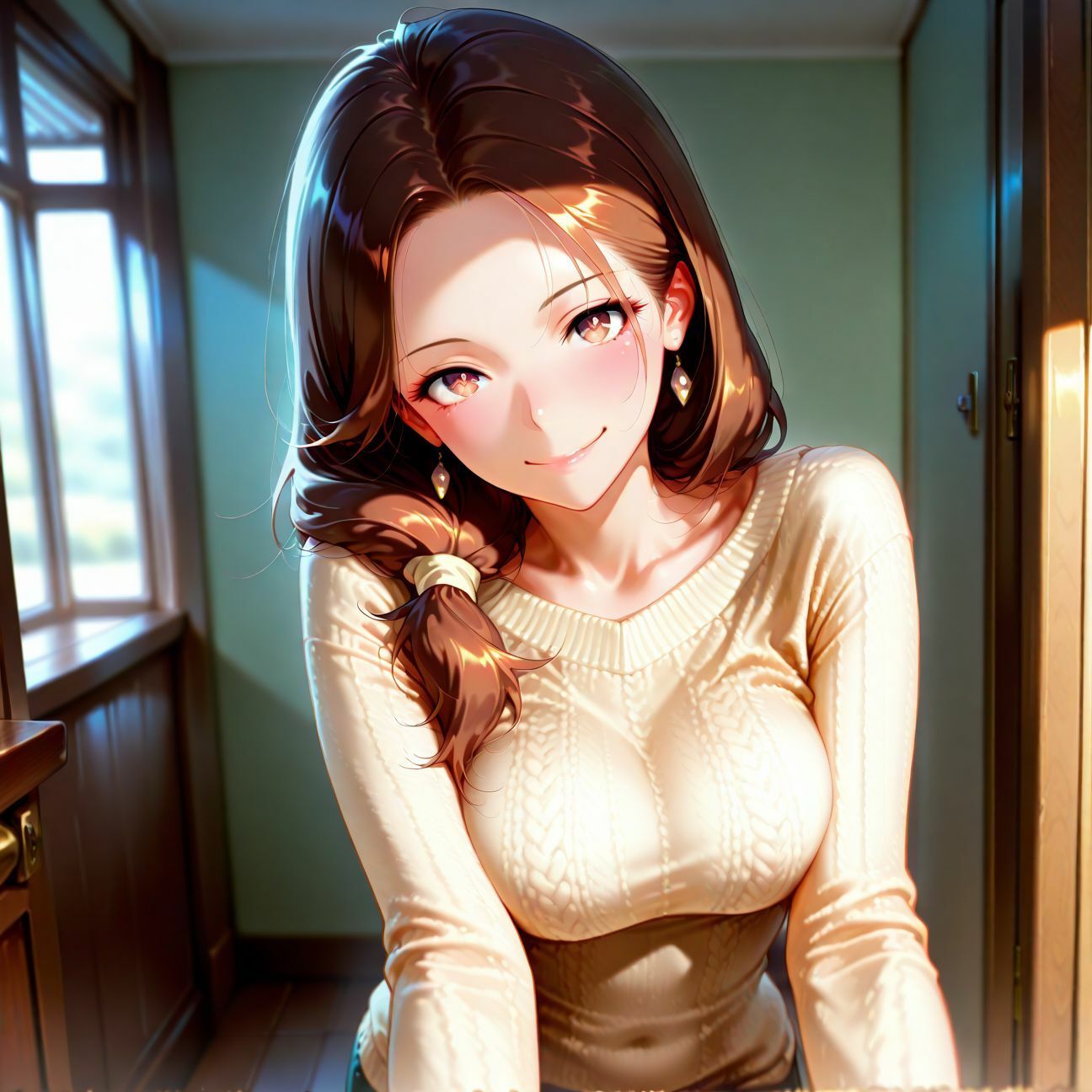 夫が出張で不在中にコッソリ！お家で密着エッチ1