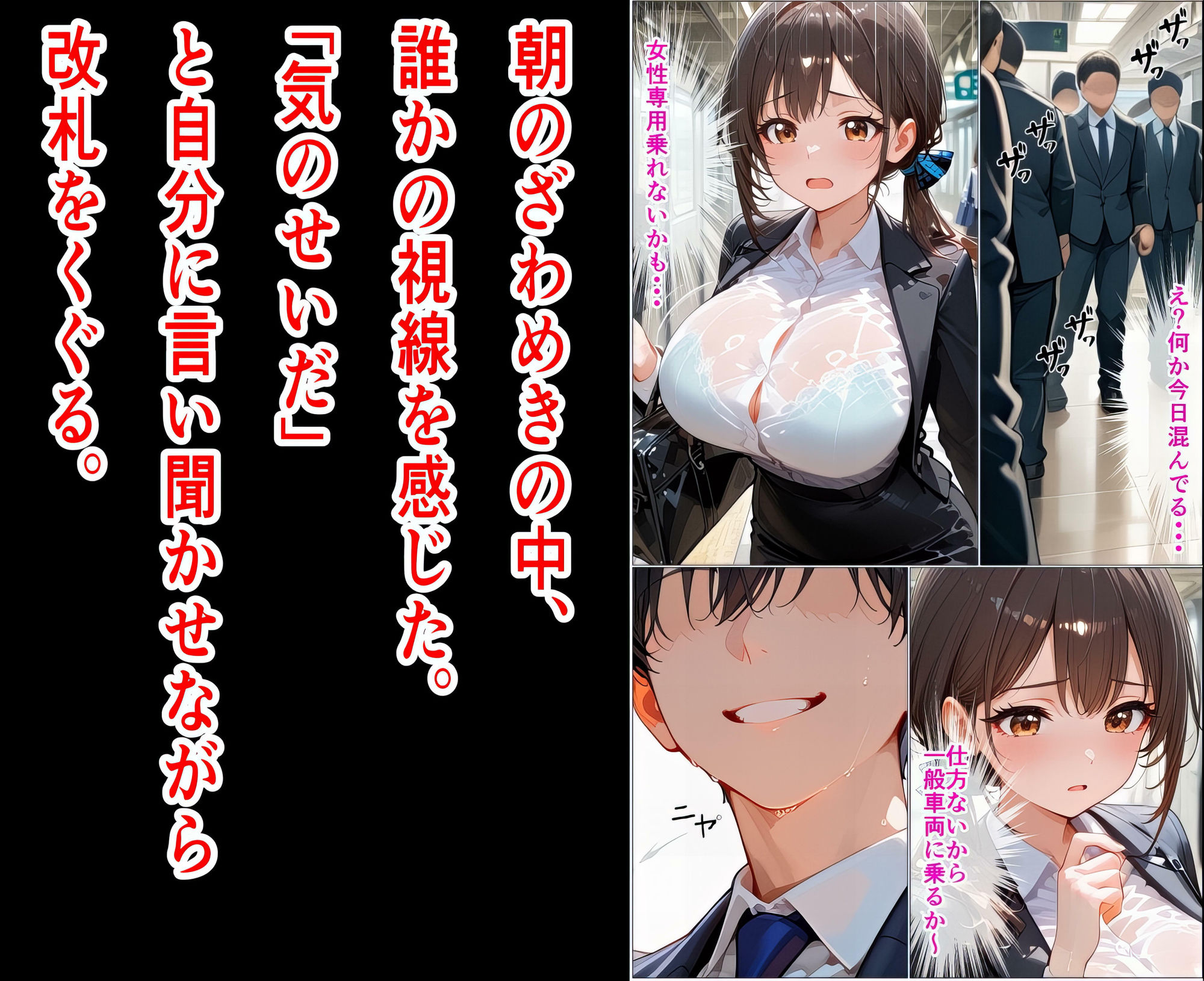 OLの私が満員電車の奥でイカされた話『つり革より先に掴んだモノ』