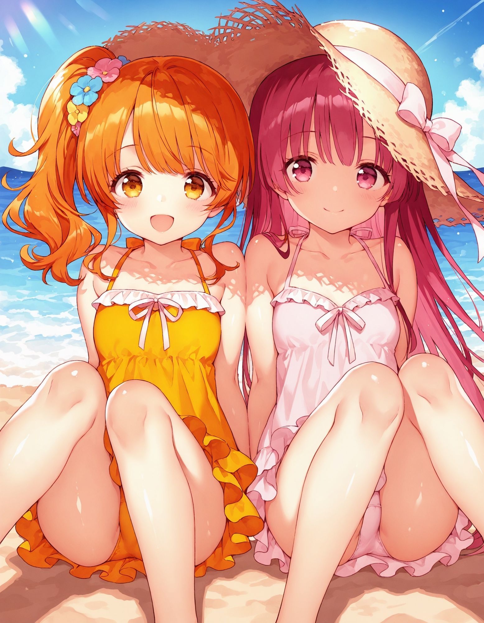 ワンピースで座りパンチラ