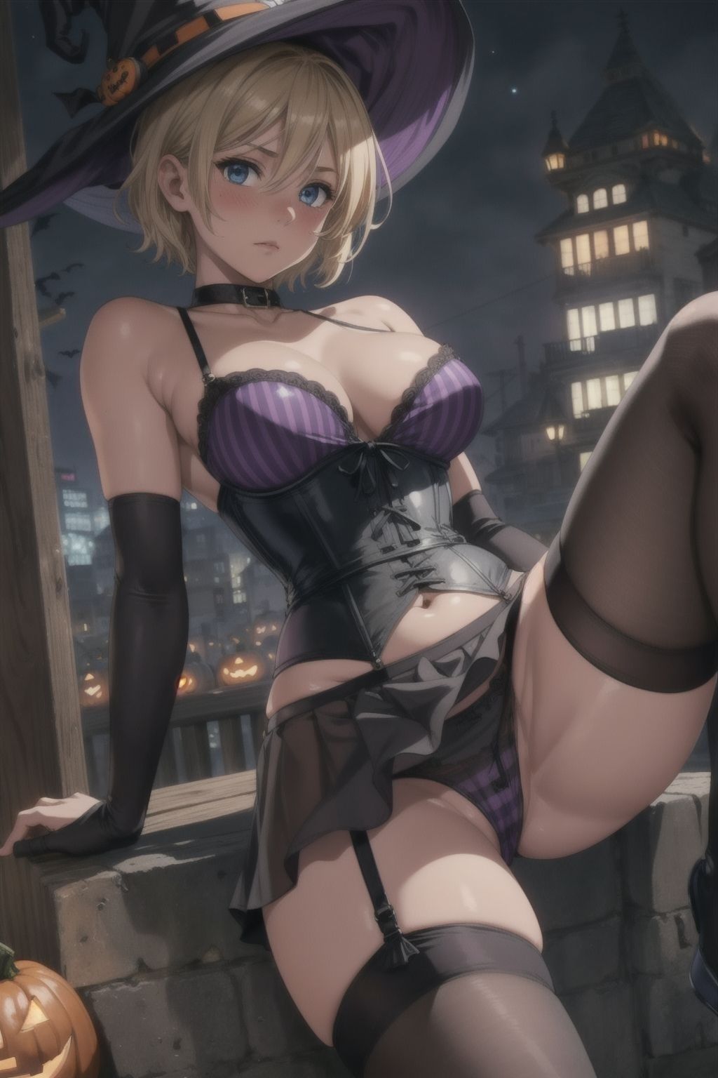 ブロンドショートのハロウィン 魔女衣装