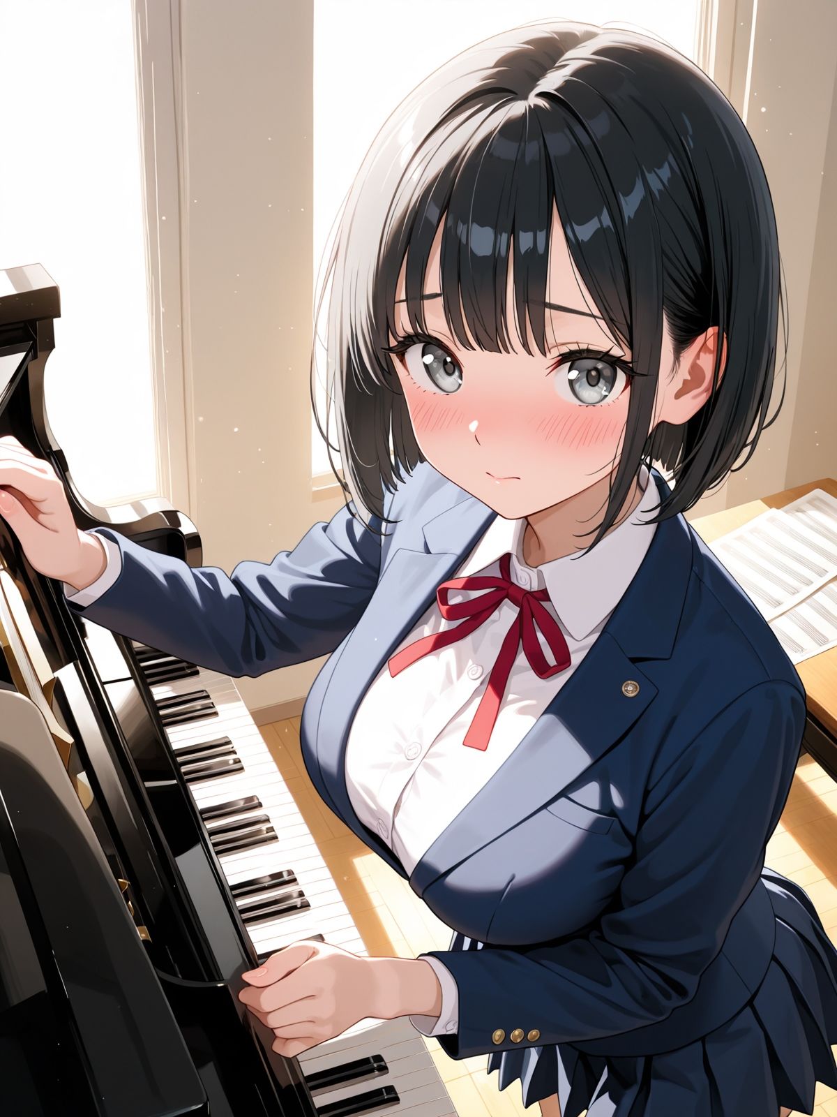 【AI学園喜ばれ部】部長と音楽室でHして中だししたら喜ばれた