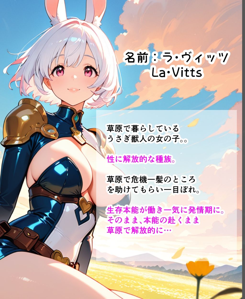 異世界でうさぎっ娘を助けたら発情期だったらしく草原で何度も中出しHした話