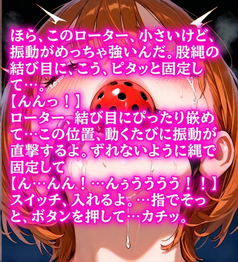 女友達のイタズラ緊縛ゲーム 〜縄と手錠でぎちぎち拘束、涎まみれボールギャグで塞がれた口、股縄ローターで何度も絶頂させられ、目隠し放置される