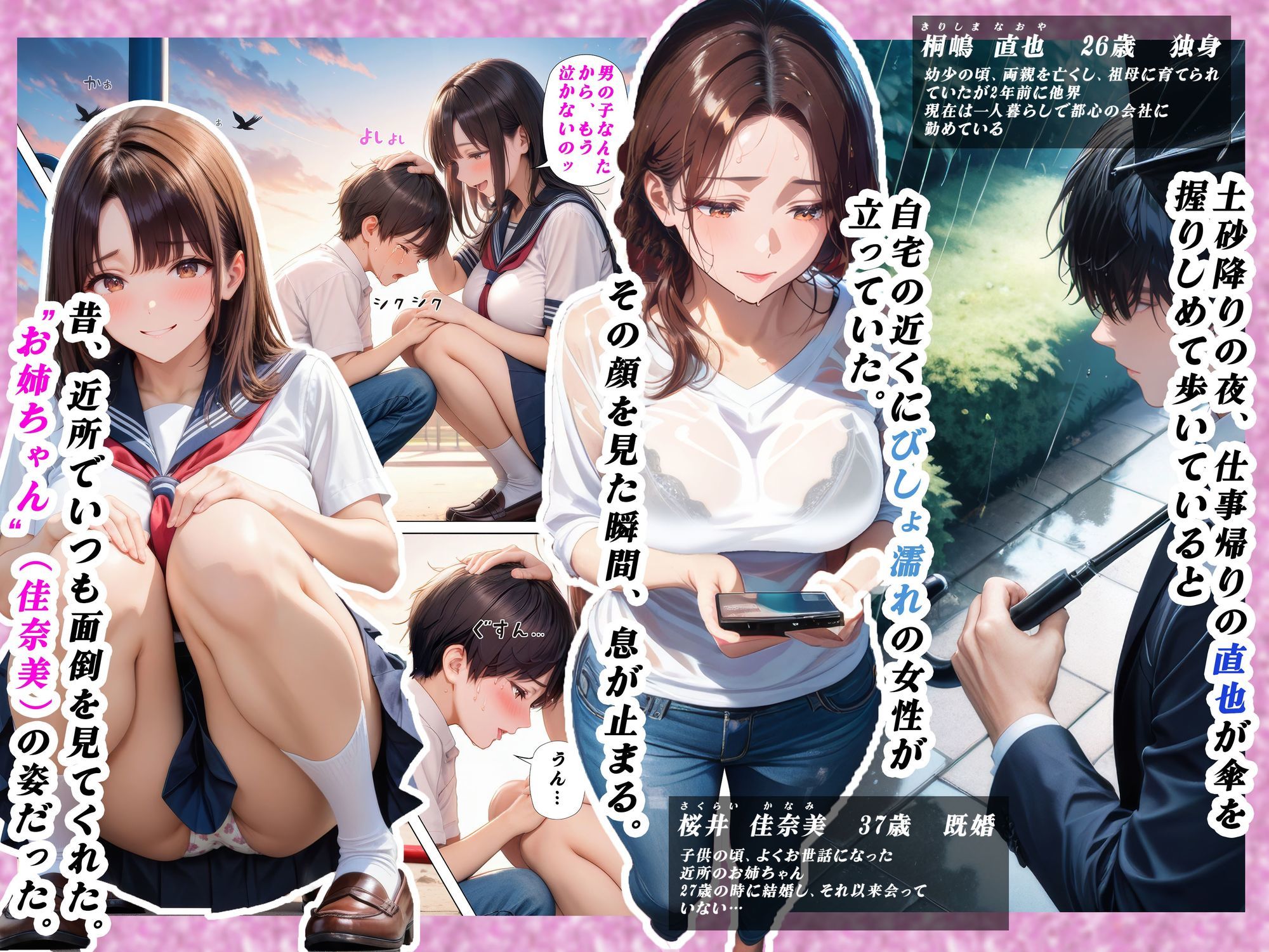 子○の頃よく遊んでくれた幼馴染みのお姉ちゃんと雨の中偶然再会 -外でも家の中でもびしょ濡れだった件-