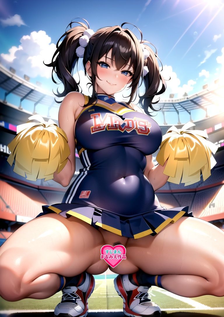 【陰毛ありVer】ノーパンチアリーダーのすじまん！