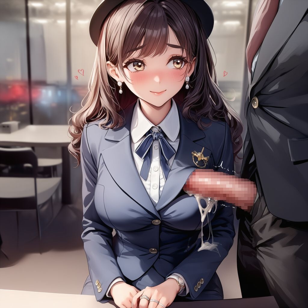 【完全着衣】美人受付嬢 制服と髪にぶっかけ