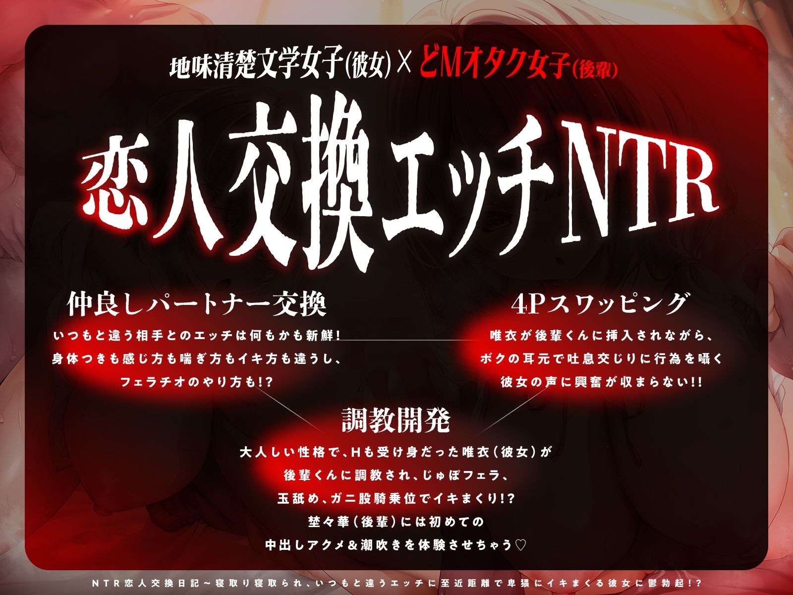 【JKスワップ】NTR恋人交換日記〜寝取り寝取られ、いつもと違うエッチに至近距離で卑猥にイキまくる彼女に鬱勃起！？
