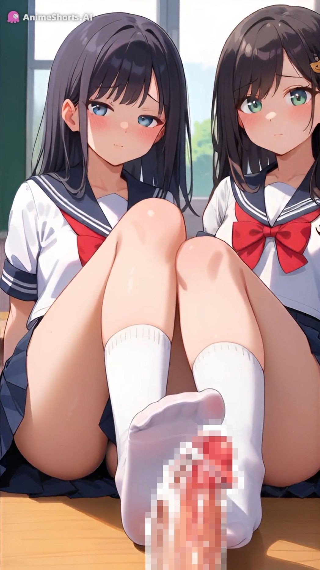 【イラスト83枚】【おまけアニメ6分40秒】足コキでオナサポ！学園祭でミニスカ制服の足コキ専門店！太もも、足の裏、靴下、素脚、パンチラ・・・