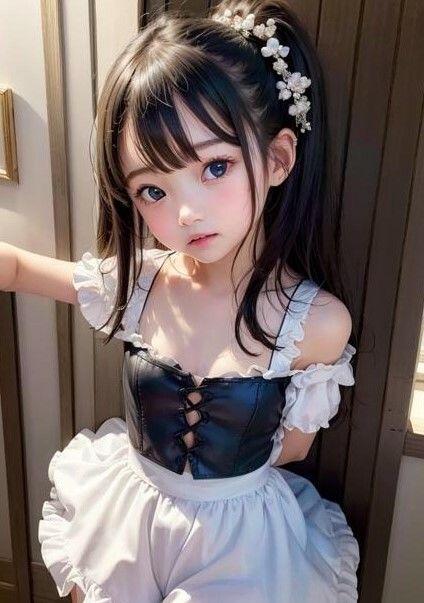 メイド服美少女とキス（舌出しあり）