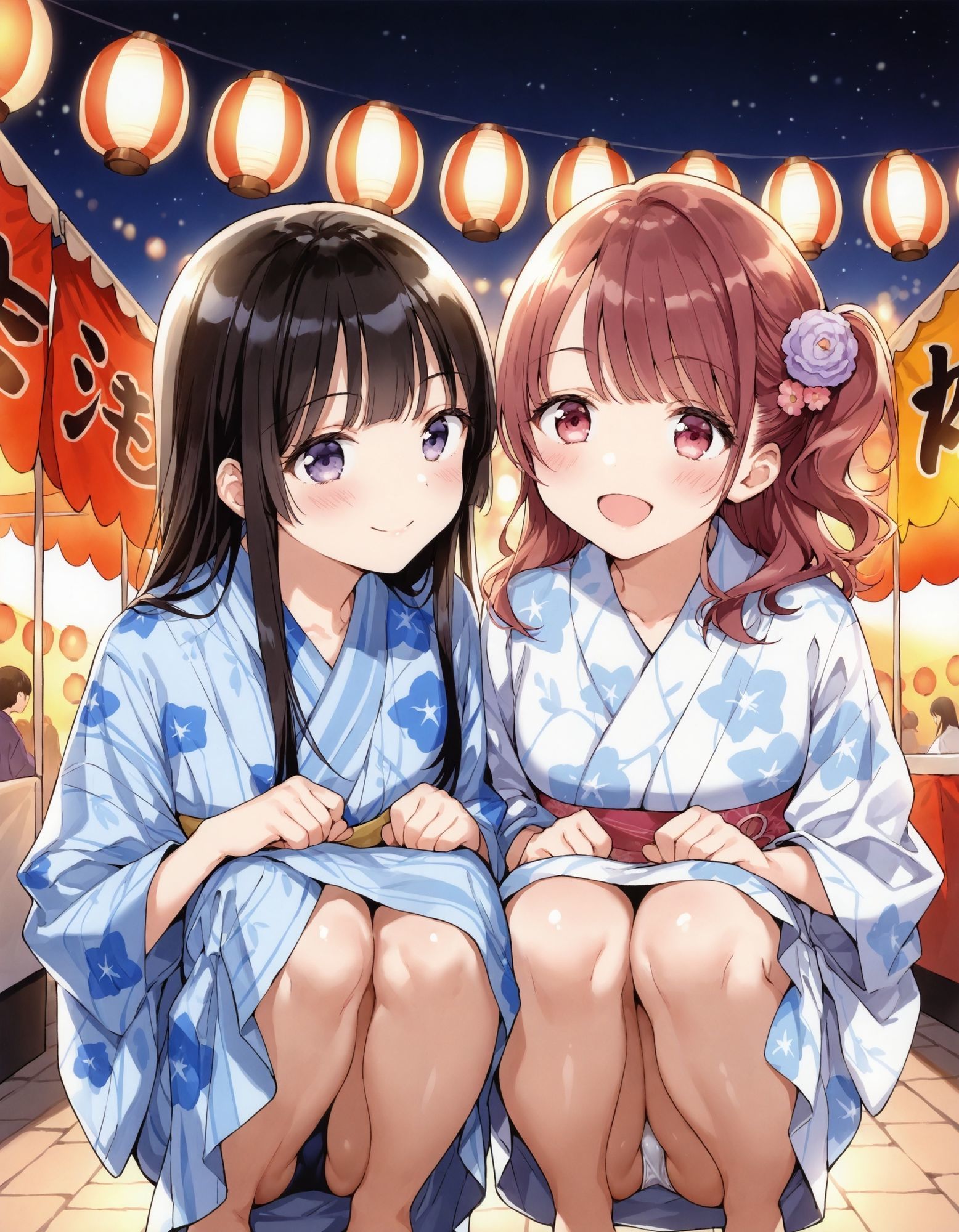 浴衣でしゃがみパンチラ2