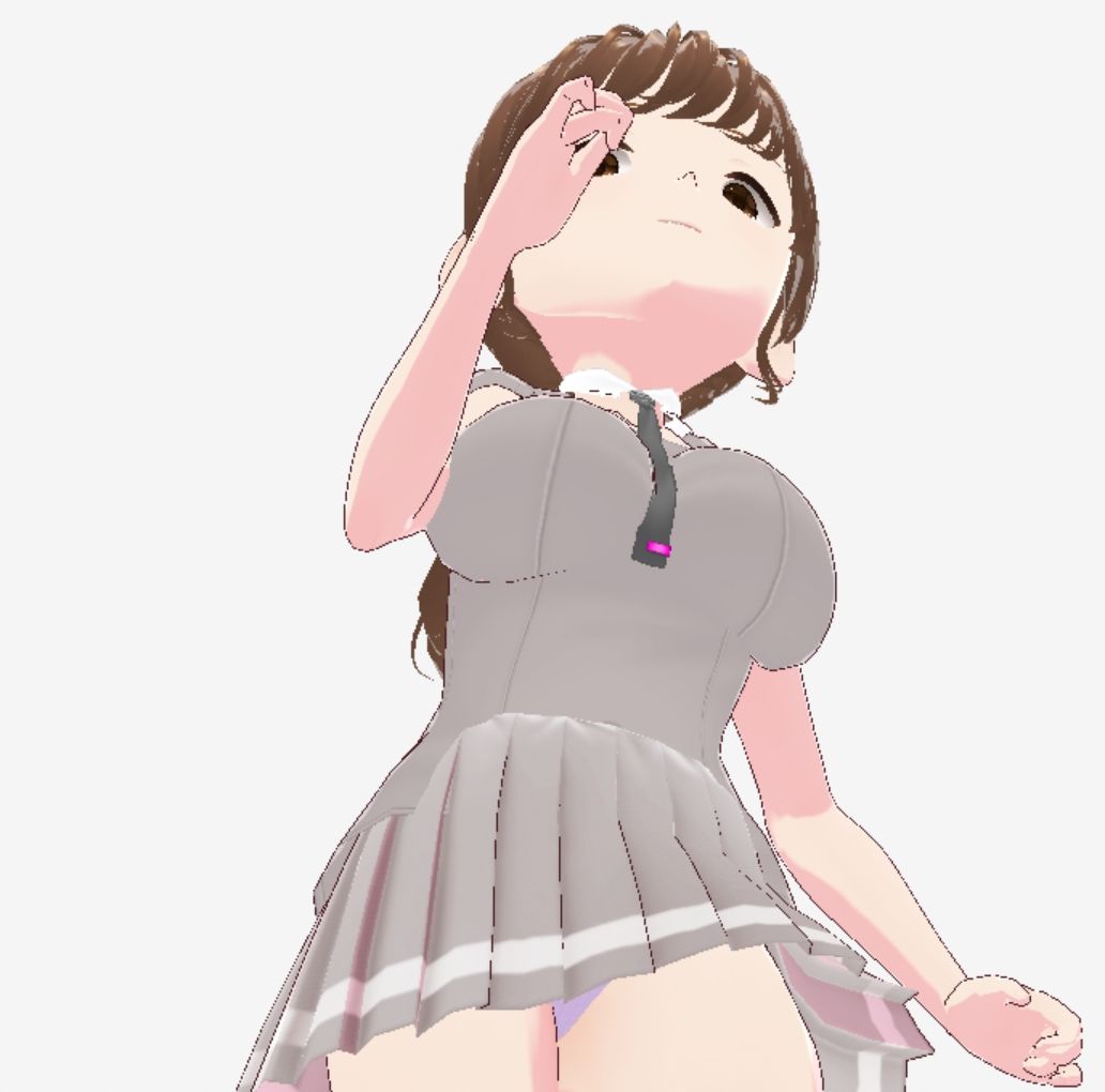 グレーと茶色の真ん中のような色の服のお姉さん（セリフなし  3DCGモデル  イラスト集）